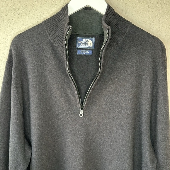 Men's The North Face Wool Blend Quarter Zip Black Sweater Size Large - Picture 3 of 13